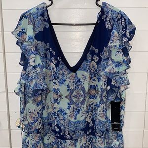 R&K multicolored long ruffle dress, 24W